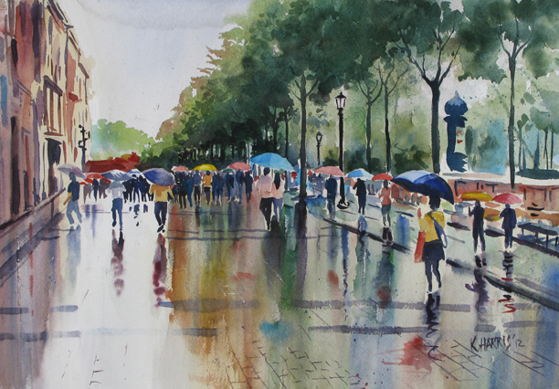 612x426 Paris In The Rain - Watercolor Rain