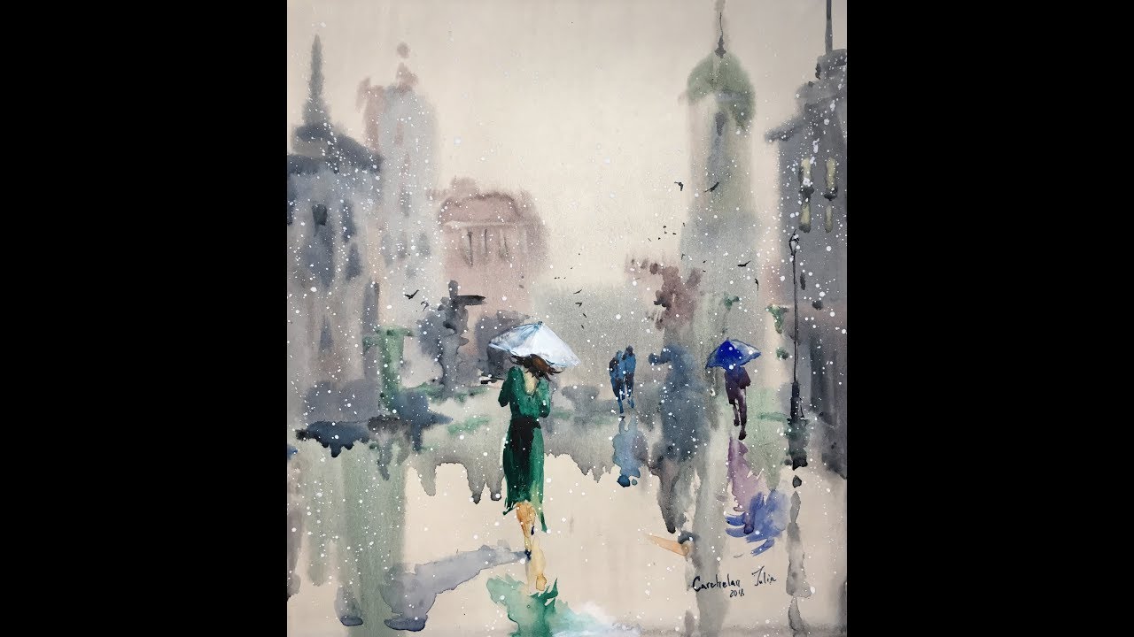 1280x720 Easy Watercolor Rain Watercolor Professional Painting - Watercolor Rain