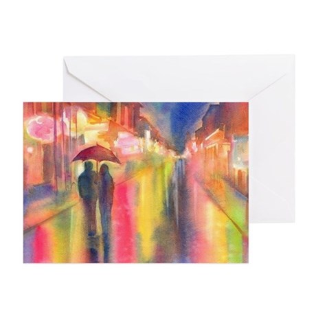 460x460 Watercolor Rain Umbrella Greeting Cards - Watercolor Rain Umbrella