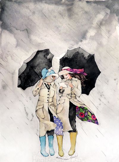 400x546 Best Friends Art - Watercolor Rain Umbrella