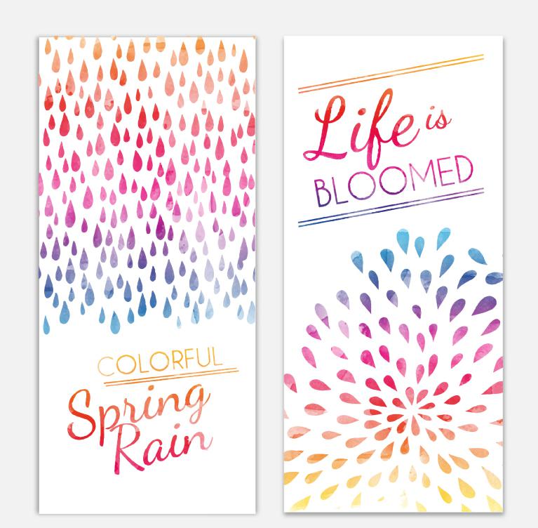 767x752 2 Spring Watercolor Raindrops Banner Vector [Ai] - Watercolor Raindrops