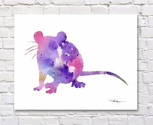 300x245 Rat Abstract Watercolor Painting Art Print By Artist Dj Rogers Ebay - Watercolor Rat
