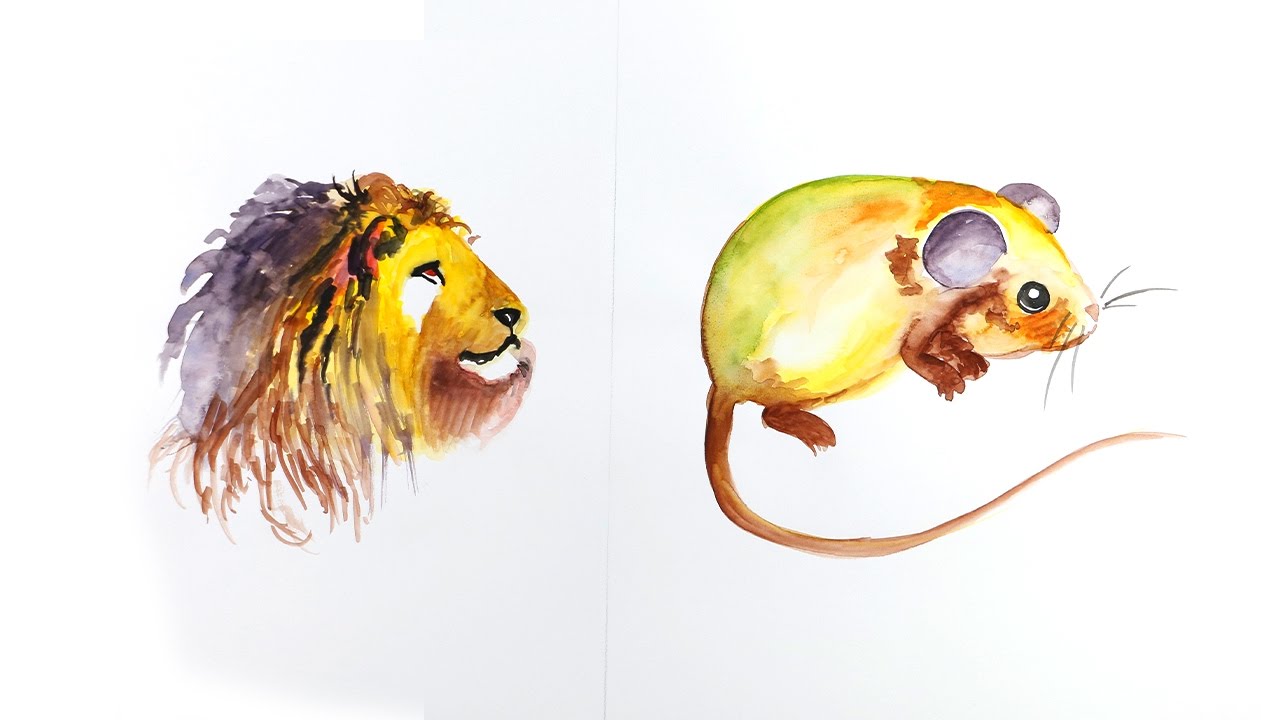 1280x720 Watercolor Painting How To Make Watercolor Lion Amp Rat - Watercolor Rat