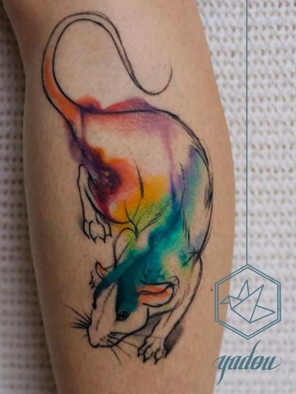 600x800 Watercolor Rat Tattoo On Forearm By Yadou - Watercolor Rat