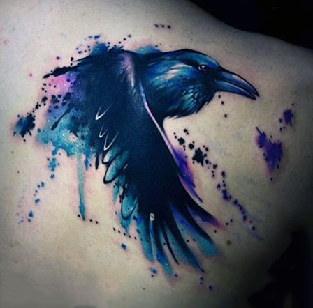Watercolor Raven Tattoo