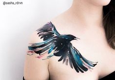236x164 Sasha Marsh Watercolor Raven Tattoo Tattoo Ideas - Watercolor Raven Tattoo