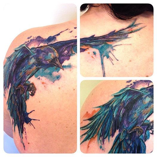 526x526 Watercolor Tattoo Raven - Watercolor Raven Tattoo