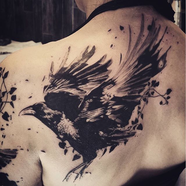 640x640 Latest Raven Tattoos Ideas - Watercolor Raven Tattoo