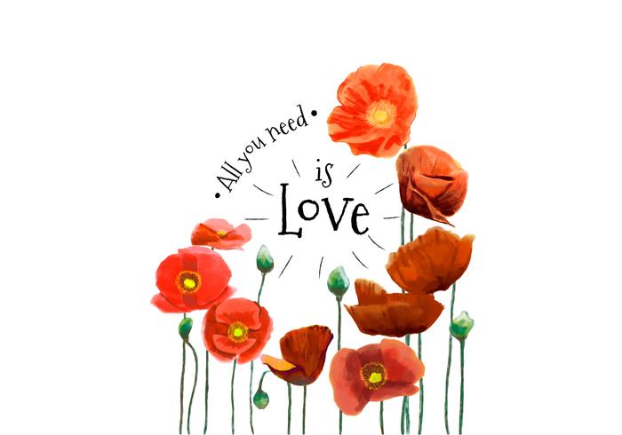 700x490 Watercolor Red Flowers And Lovely Quote - Watercolor Red Flowers