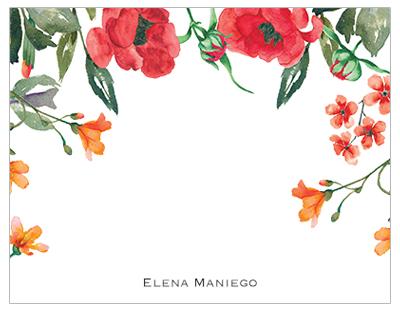 400x311 Watercolor Red Flowers Personalized Note Cards Pepa Prints - Watercolor Red Flowers