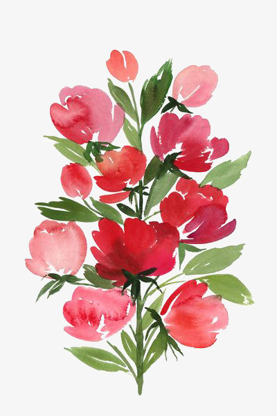400x600 Graffiti Flowers, Watercolor, Red, Flowers Png Image And Clipart - Watercolor Red Flowers