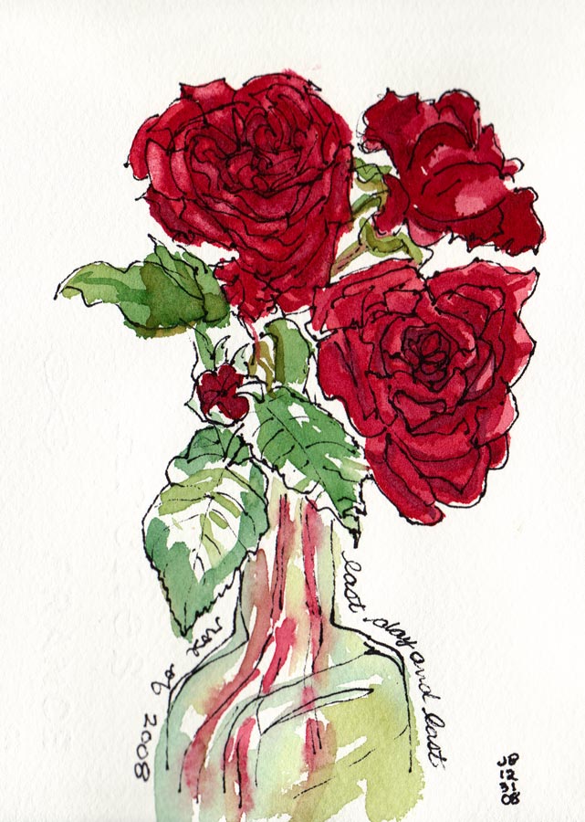 641x900 Red Roses Painted With Watercolor, Oil And Blood (!!) Jana Bouc - Watercolor Red Rose
