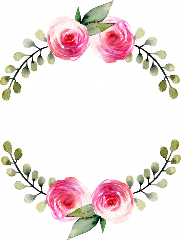 626x827 Watercolor Red Roses And Green Branches Wreath Vector Premium - Watercolor Red Rose