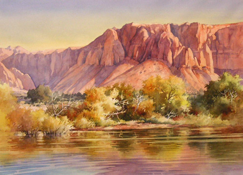 497x358 Roland Lee Travel Sketchbook Desert Reflections Watercolor Painting - Watercolor Reflections