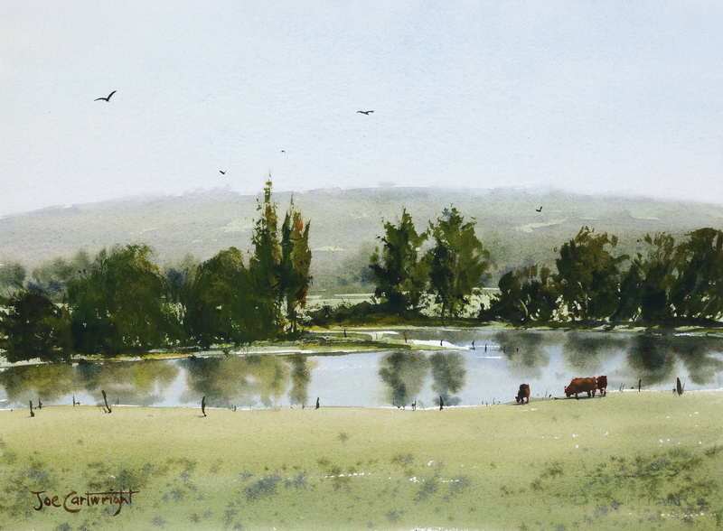 800x588 Plein Air Painting With Watercolors Of Pond Hills And Reflections - Watercolor Reflections In Water