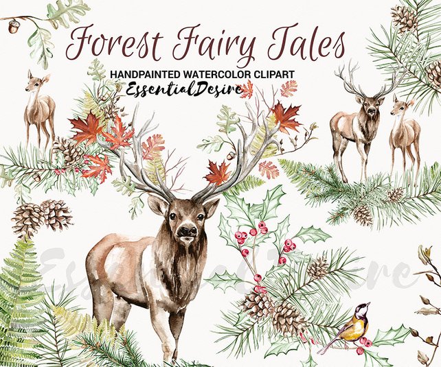 642x535 Deer Clipart Watercolor Antlers Clipart Watercolor Reindeer Etsy - Watercolor Reindeer