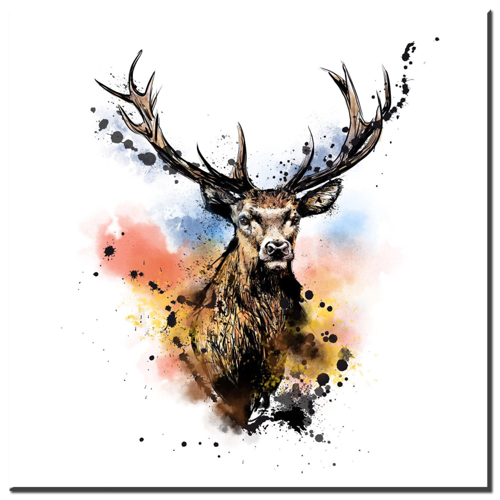 1000x1000 Zz498 Modern Abstract Canvas Art Watercolor Deer Animal Canvas - Watercolor Reindeer