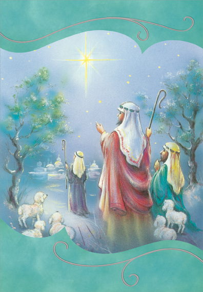 396x569 Following The Star Box Of 18 Religious Christmas Cards By Designer - Watercolor Religious Christmas Cards