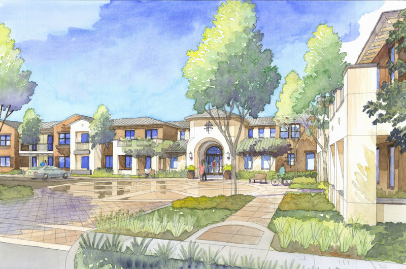 800x530 Watercolor Rendering Of Menlo Park Housing Project Jeffrey - Watercolor Rendering