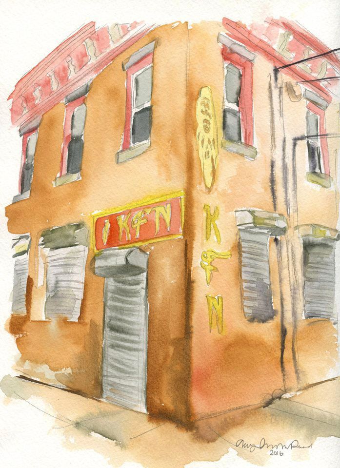 697x960 Philadelphia Buildings, Bars, Restaurants, Philly, Pa, Kfn, Kung - Watercolor Restaurants