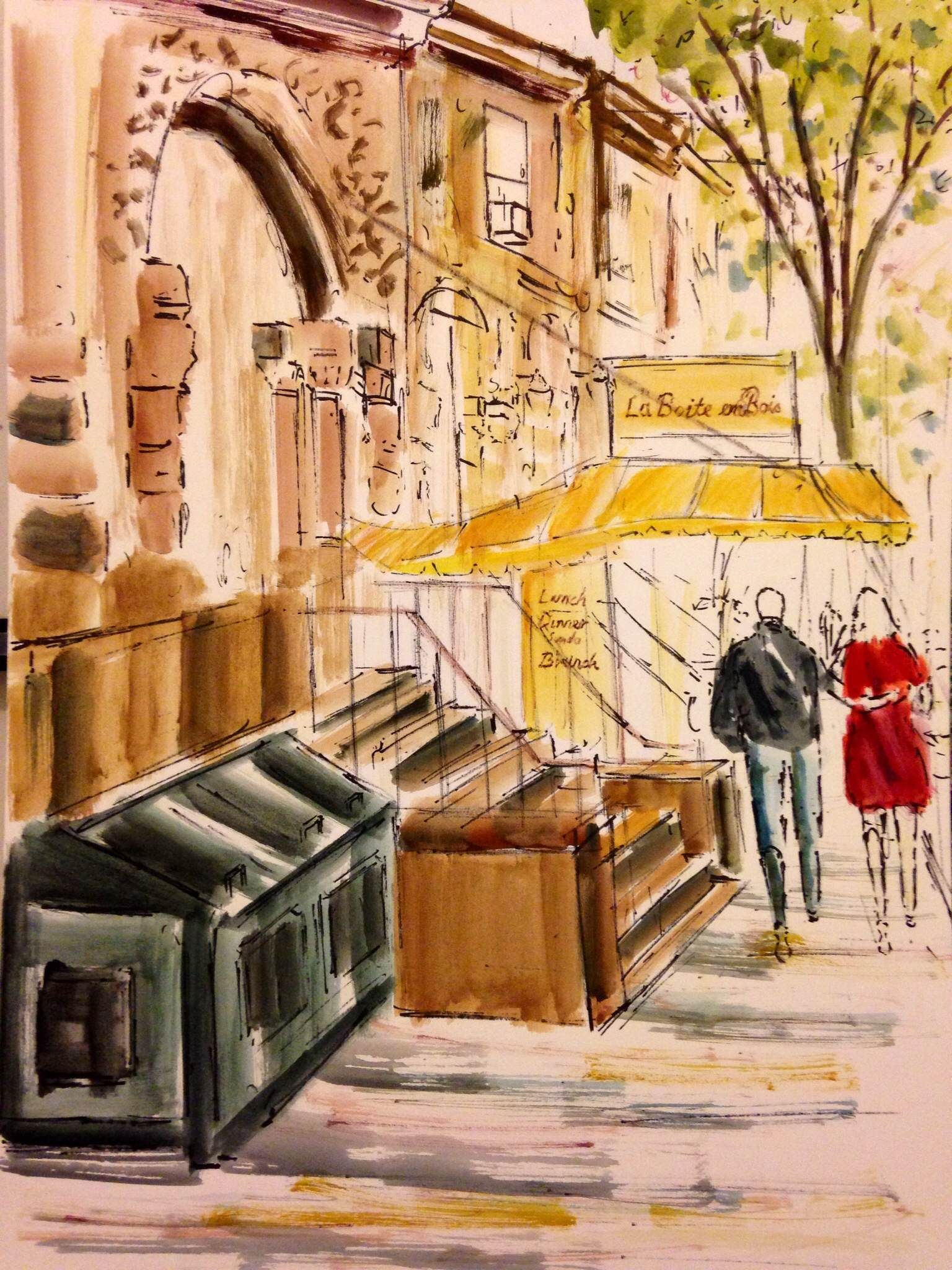 1536x2048 A Watercolor By Enrico Miguel Thomas Of La Boite En Bois, A French - Watercolor Restaurants