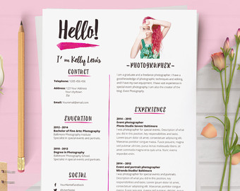 340x270 Watercolour Template Etsy - Watercolor Resume