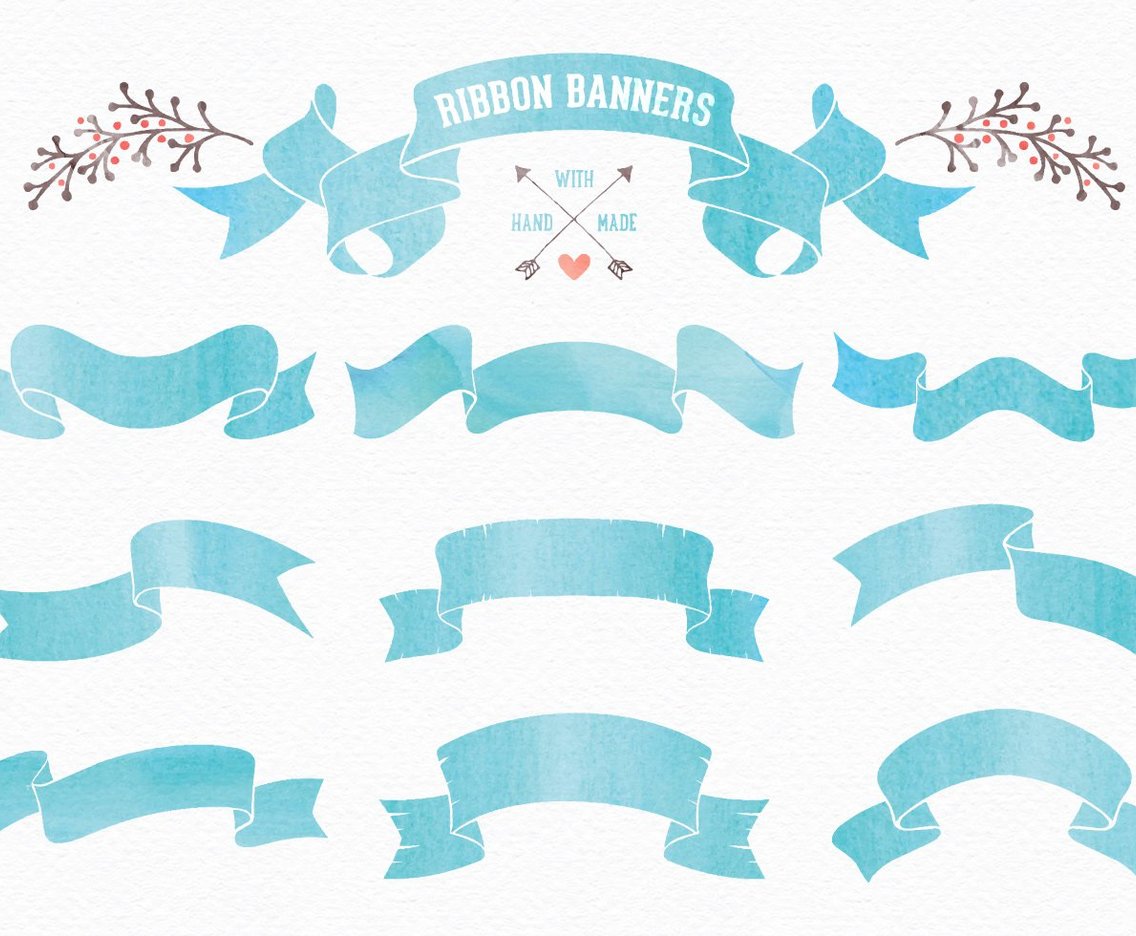 1136x936 Watercolor Ribbon Banners Vector Art Amp Graphics - Watercolor Ribbon