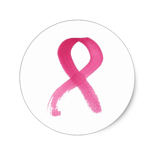 540x540 Breast Cancer Watercolor Ribbon Stickers Or Tags - Watercolor Ribbon