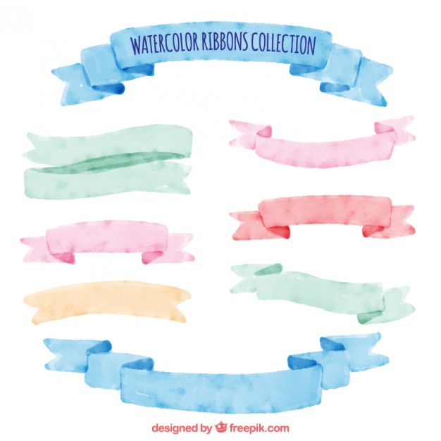 626x626 Watercolor Ribbons Collection Vector Premium Download - Watercolor Ribbon