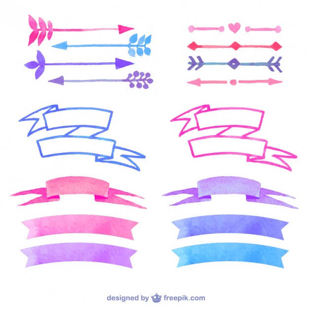626x626 Watercolor Ribbons And Dividers Vector Free Download - Watercolor Ribbon
