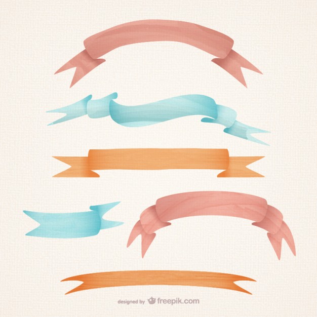 626x626 Watercolor Style Ribbons Vector Free Download - Watercolor Ribbon
