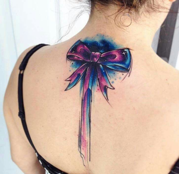 726x707 Latest Bow Tattoos With Meanings - Watercolor Ribbon Tattoo