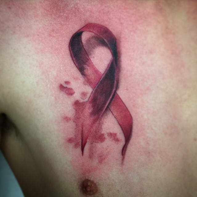 640x640 Cancer Ribbon Tattoos 40 - Watercolor Ribbon Tattoo