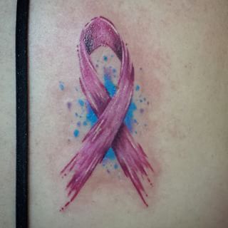 320x320 Watercolor Breast Cancer Tattoo - Watercolor Ribbon Tattoo