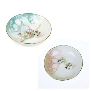 300x300 Watercolor Round Handmade Ceramic Ring Dish Adorned With 22k Gold - Watercolor Ring