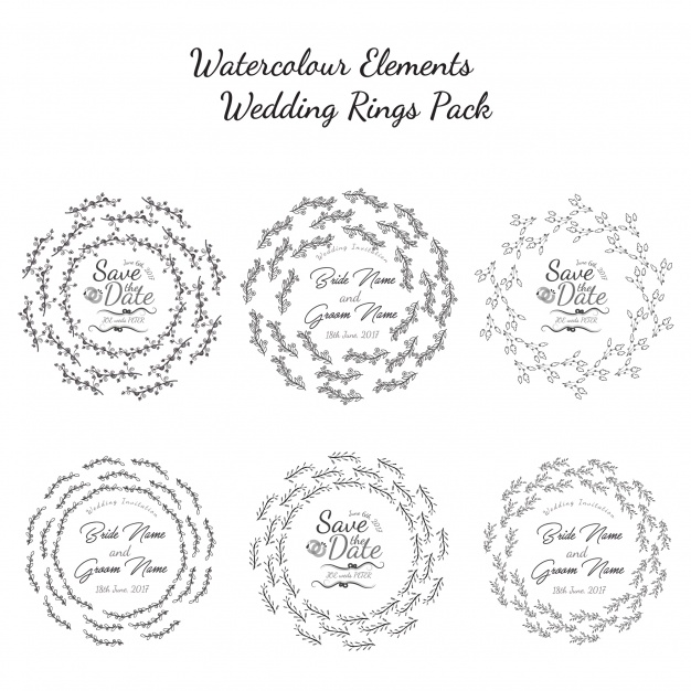 626x626 Watercolor Ring Collection Vector Free Download - Watercolor Ring