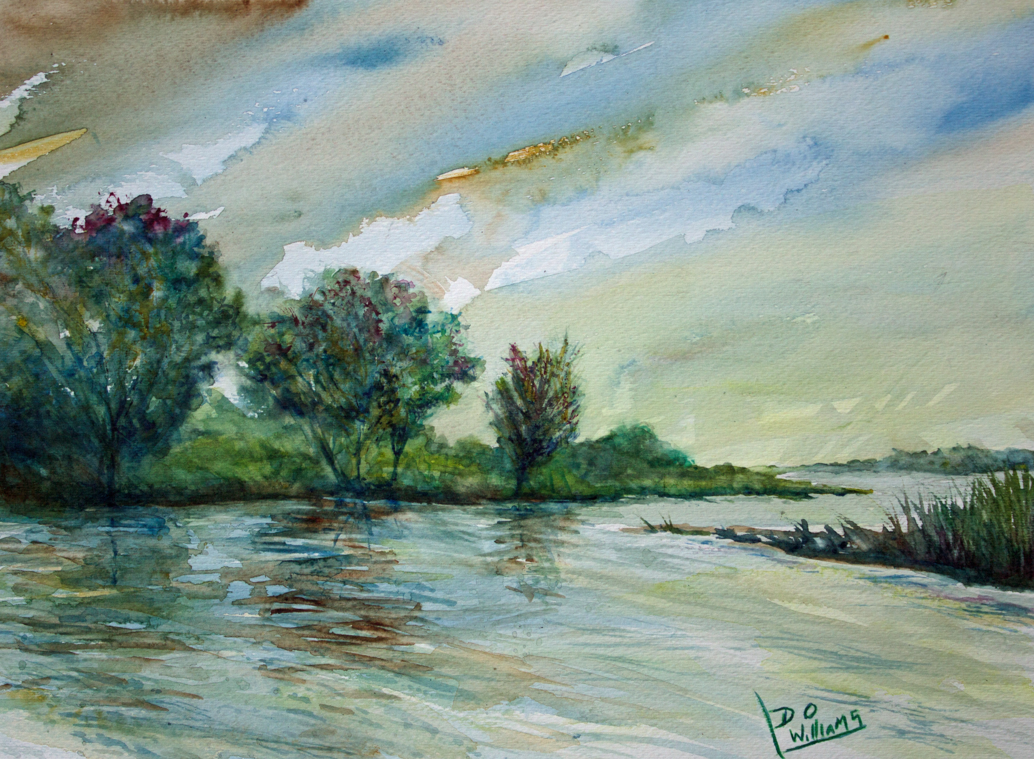 3924x2881 River Transitions - Watercolor River