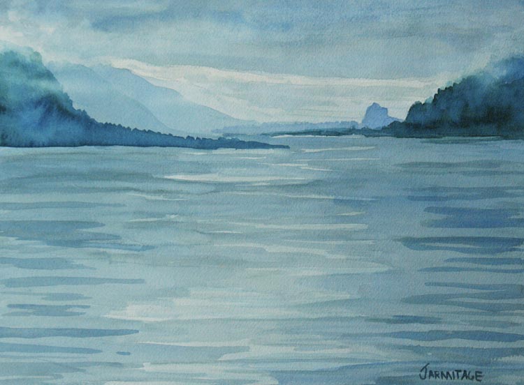 750x552 The Columbia River On Paper And Clayboard Art In The Making By - Watercolor River