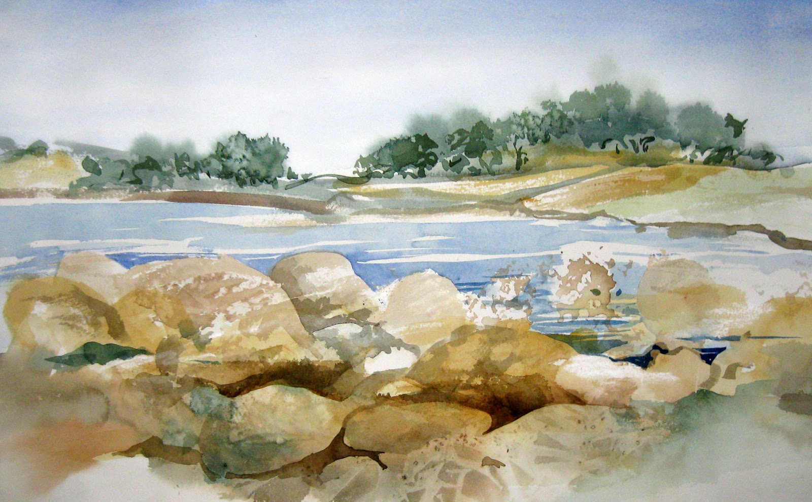 1600x990 Painting Rocks In Watercolor Amy Hautman Paintings Golden Rocks - ...
