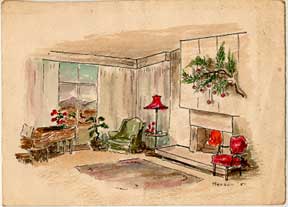 288x207 Living Room With Mountains Pierson - Watercolor Room