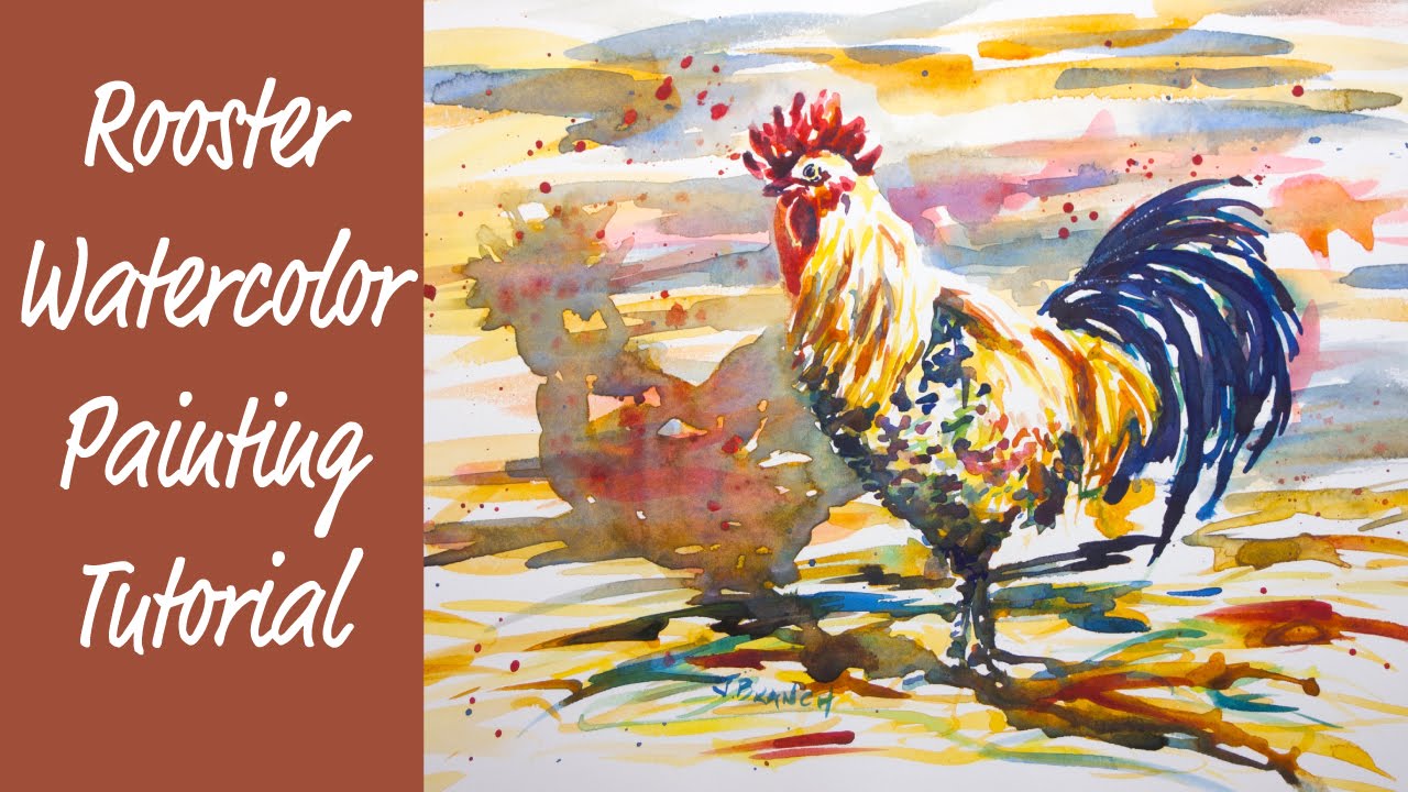 1280x720 Rooster Watercolor Painting Tutorial - Watercolor Rooster