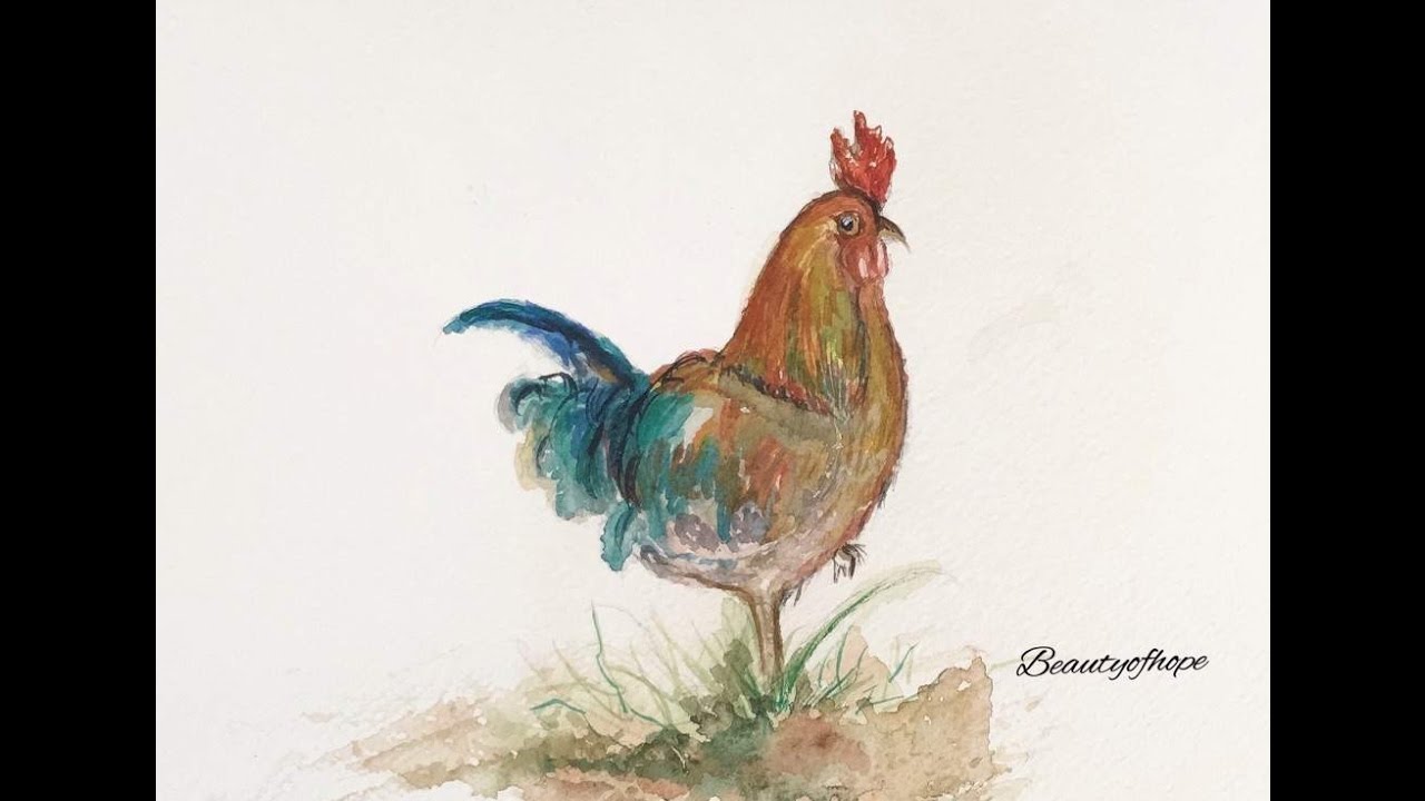 1280x720 How To Paint Rooster In Watercolors - Watercolor Rooster