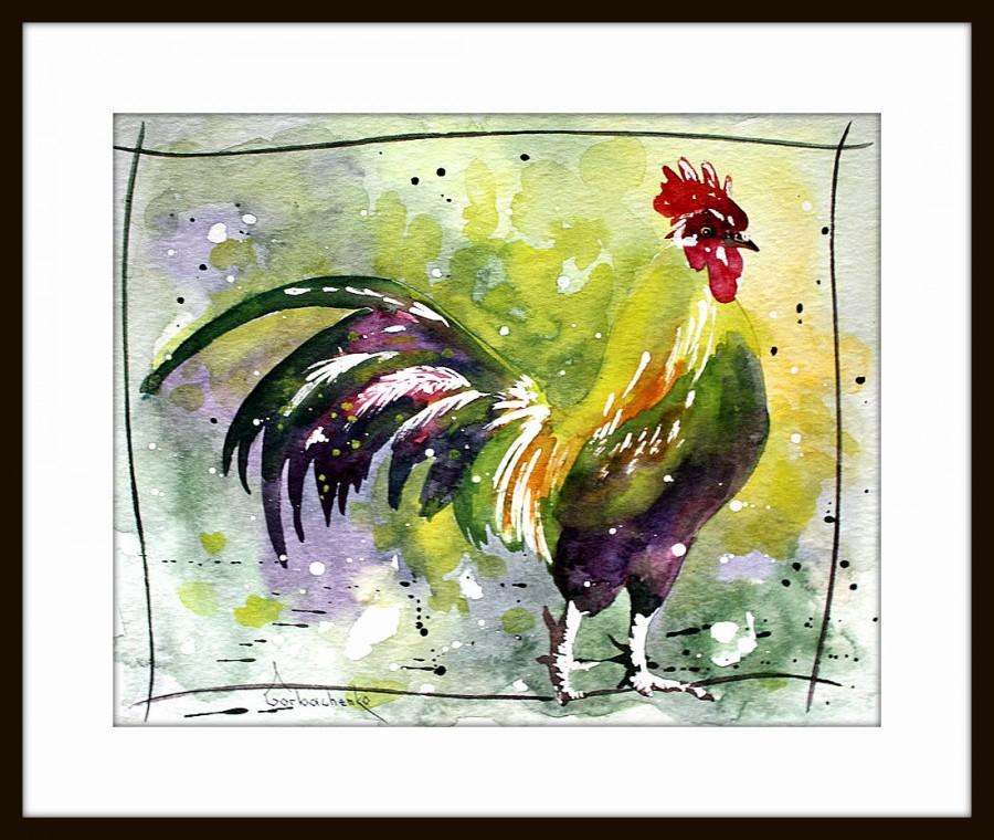 900x760 Rooster Art - Watercolor Rooster Paintings