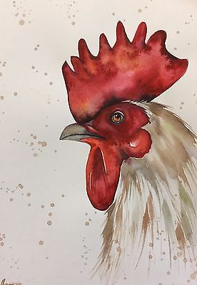 276x400 Watercolor Abstract Painting By Angor Collection On Ebay! - Watercolor Rooster Paintings