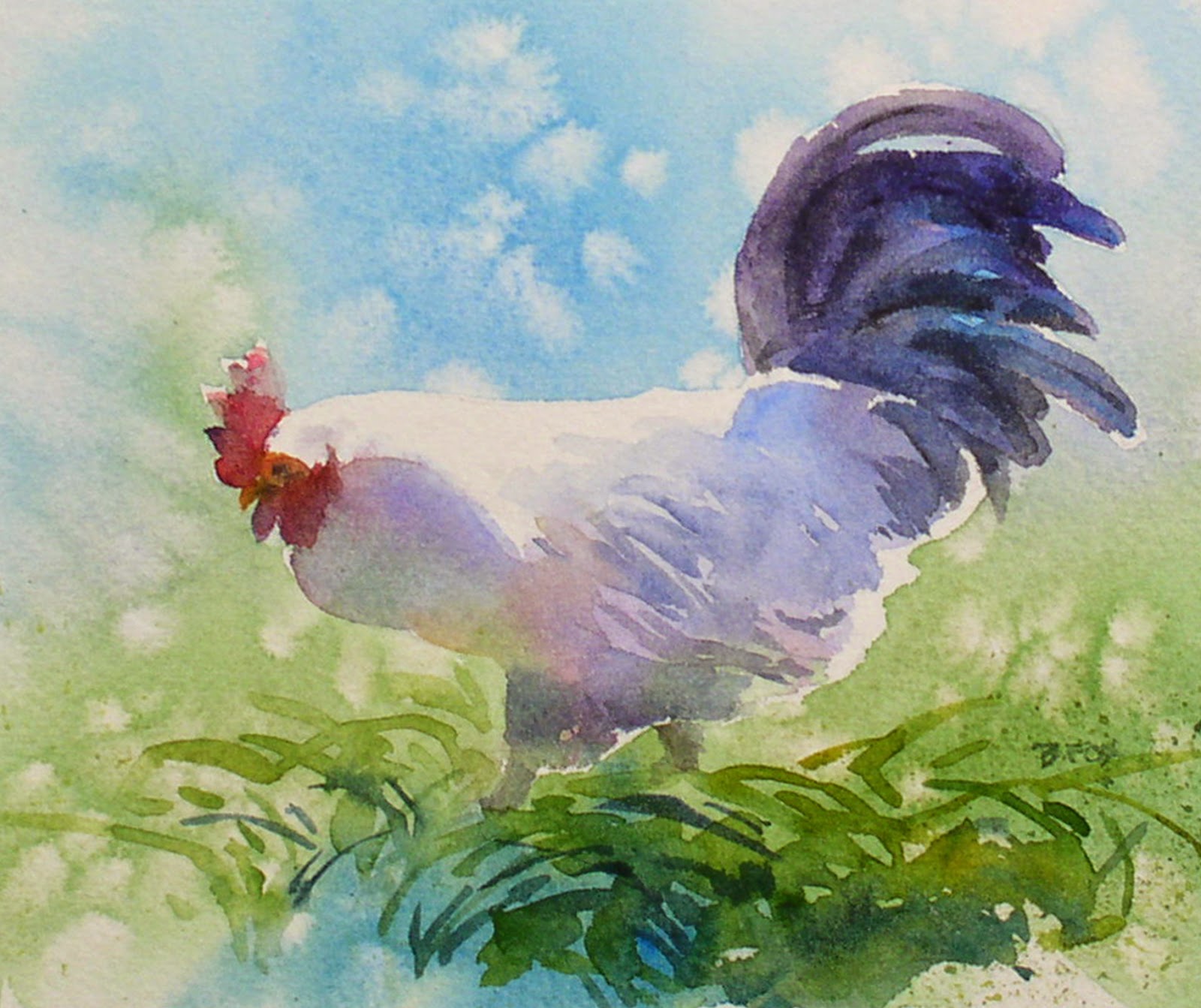 1600x1343 Barbara Fox - Watercolor Rooster Paintings