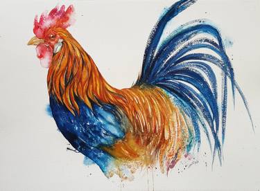 Watercolor Rooster Paintings at PaintingValley.com | Explore collection ...