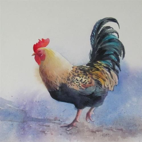 499x499 Daily Paintworks - Watercolor Rooster Paintings