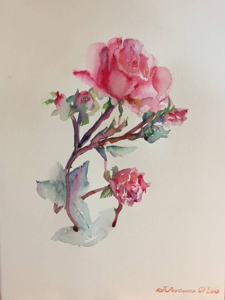 770x1027 The Watercolor Rose Painting By Veronika Pestova Saatchi Art - Watercolor Rose