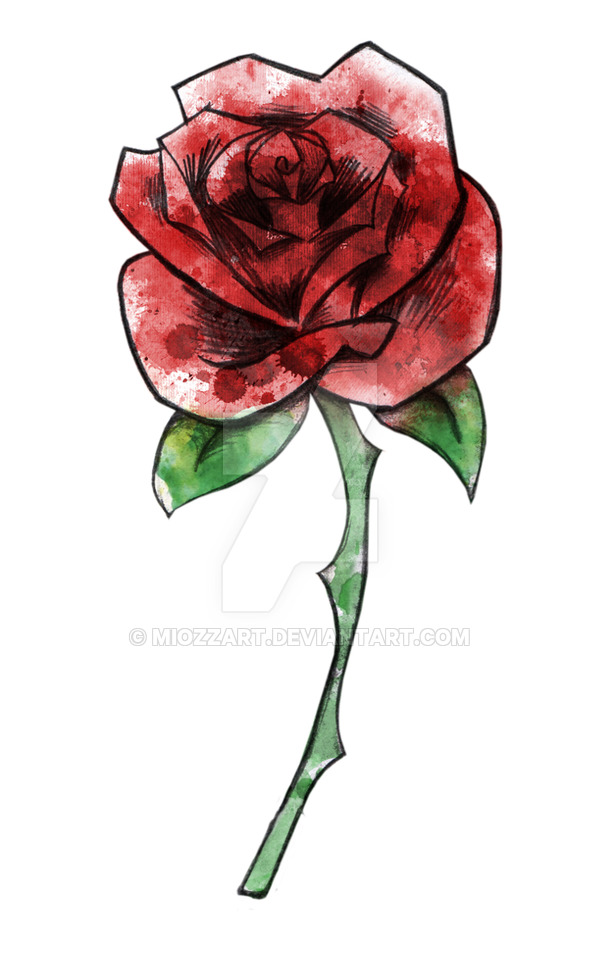 600x974 Watercolor Rose By Miozzart - Watercolor Rose