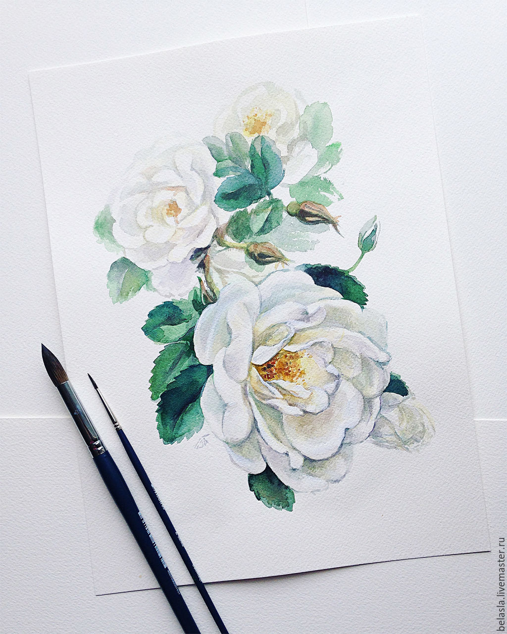 1024x1280 White Rose, Watercolor Shop Online On Livemaster With Shipping - Watercolor Rose